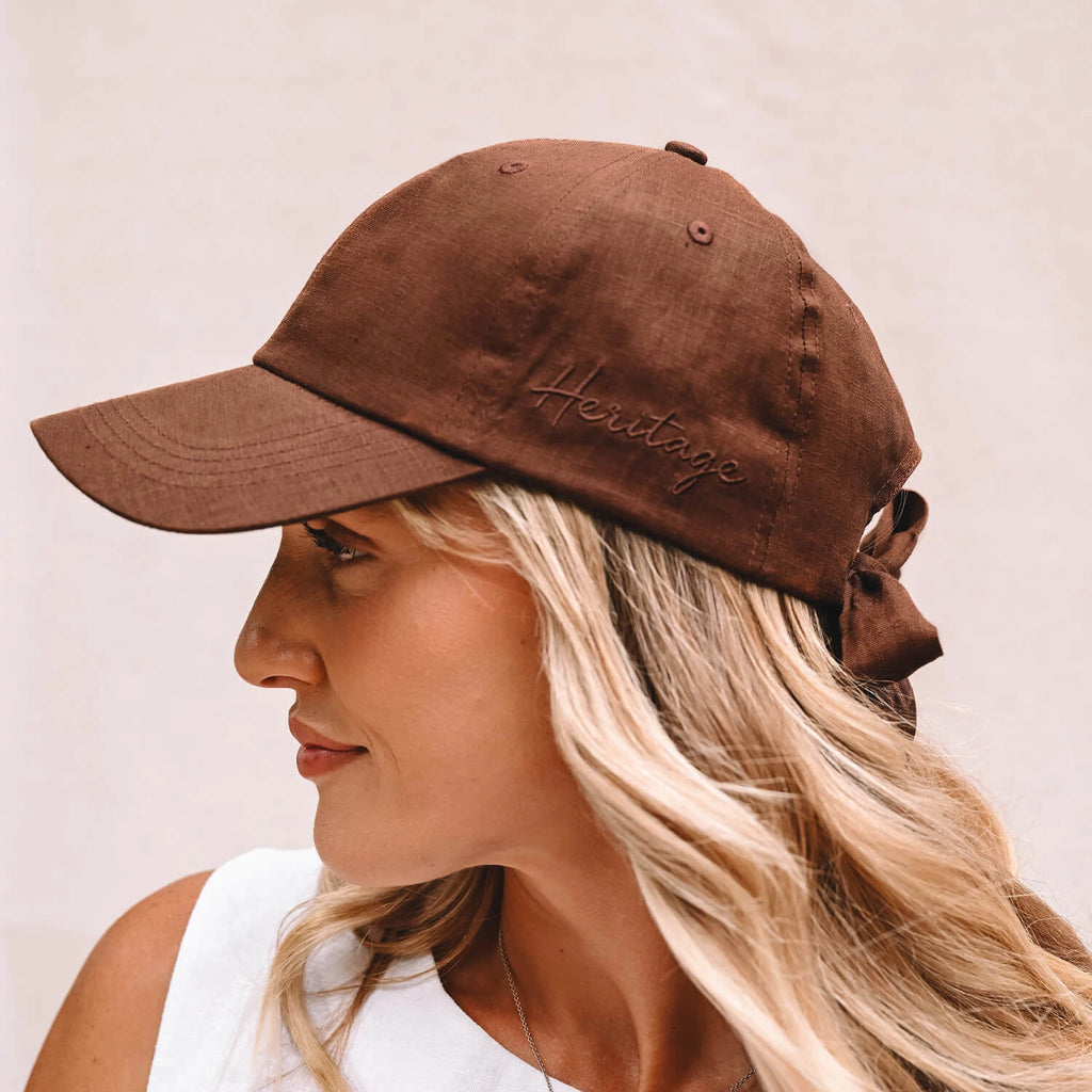 Bedhead Hats Silk lined Linen Bow Tie Cap - Espresso