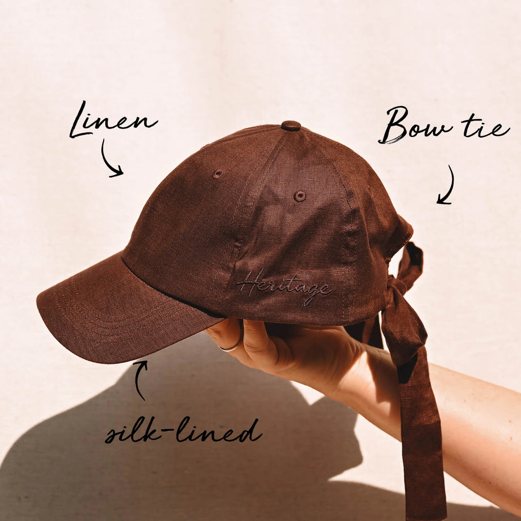 Bedhead Hats Silk lined Linen Bow Tie Cap - Espresso