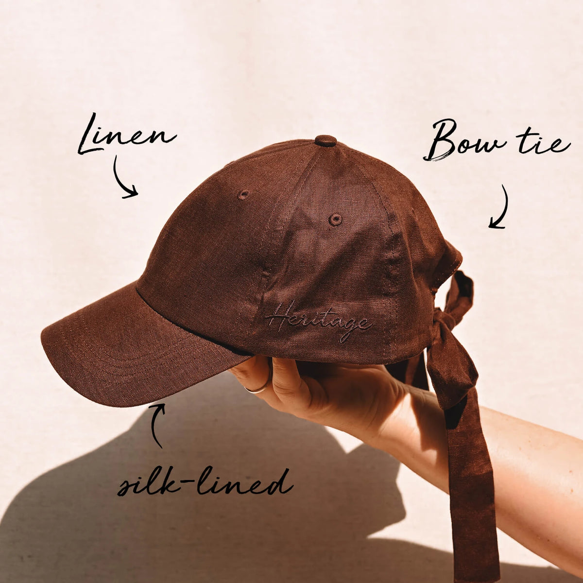Bedhead Hats Silk lined Linen Bow Tie Cap - Espresso