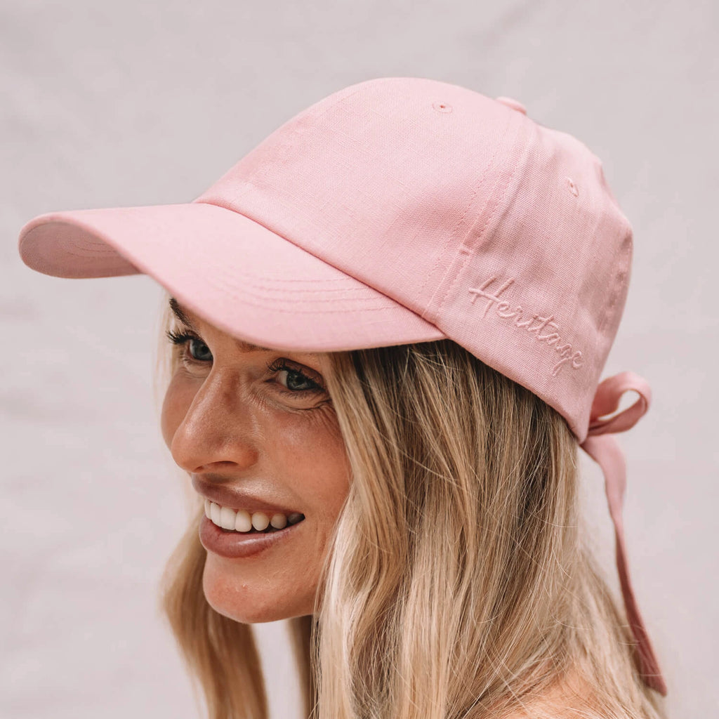 Bedhead Hats Silk lined Linen Bow Tie Cap - Rosa