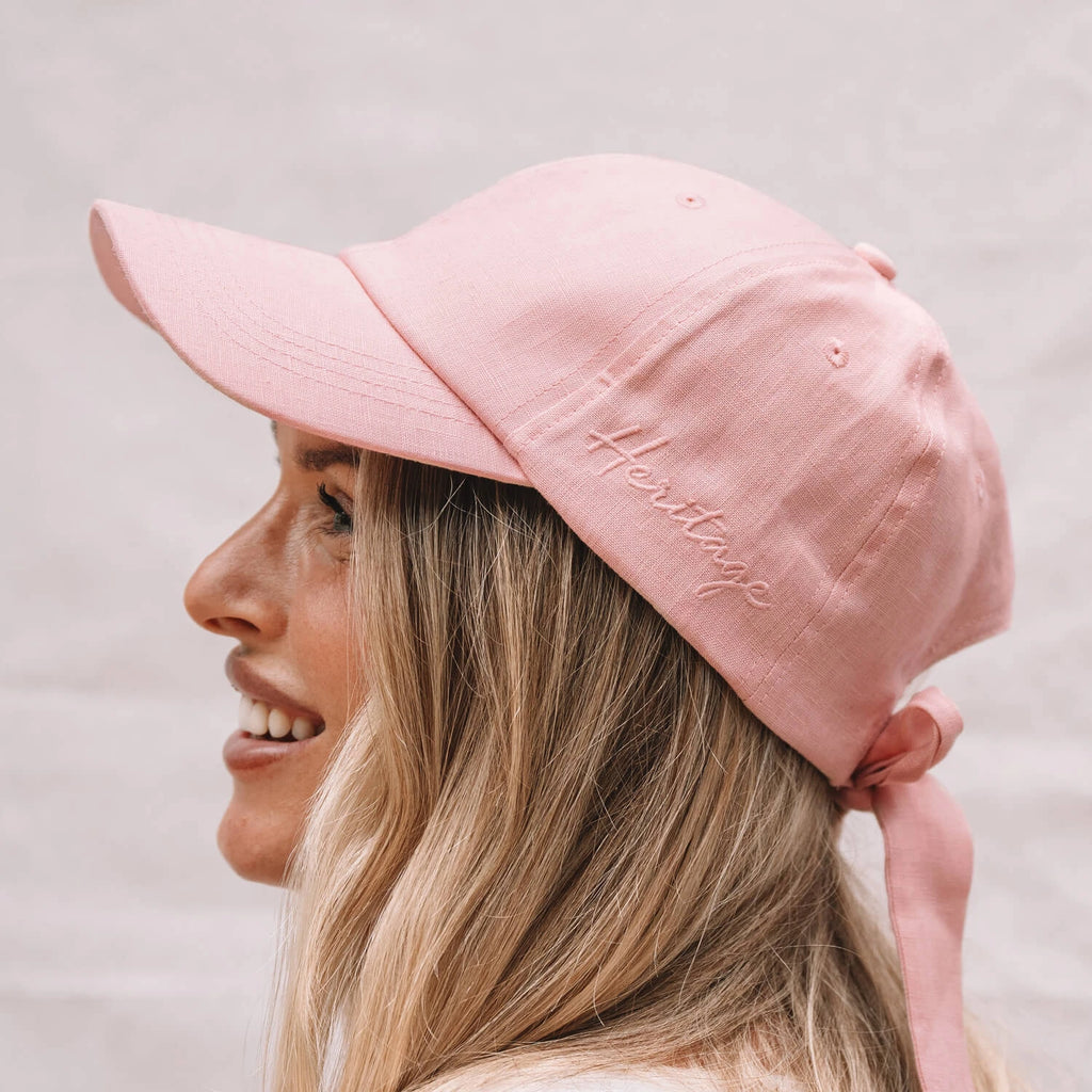 Bedhead Hats Silk lined Linen Bow Tie Cap - Rosa