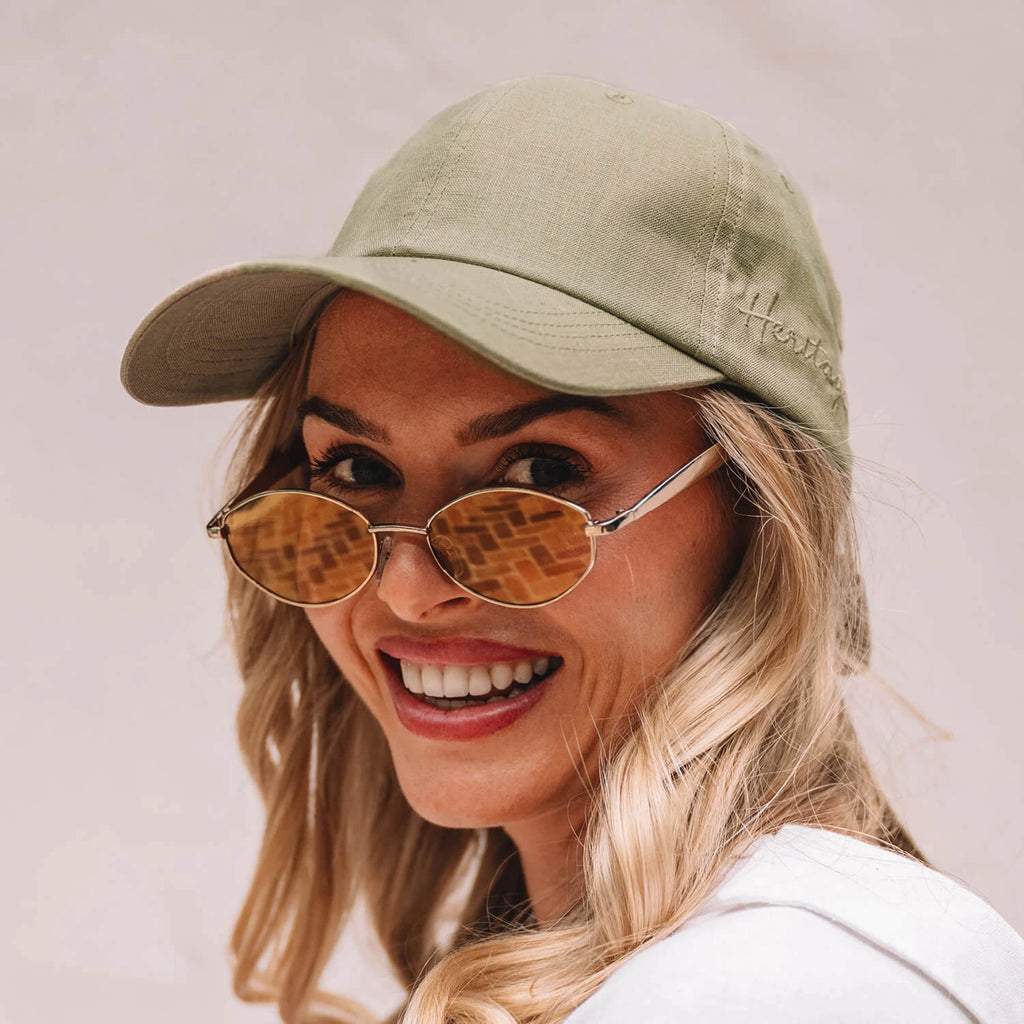 Bedhead Hats Silk lined Linen Bow Tie Cap - Sage