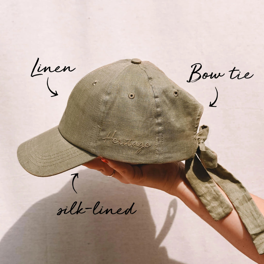 Bedhead Hats Silk lined Linen Bow Tie Cap - Sage