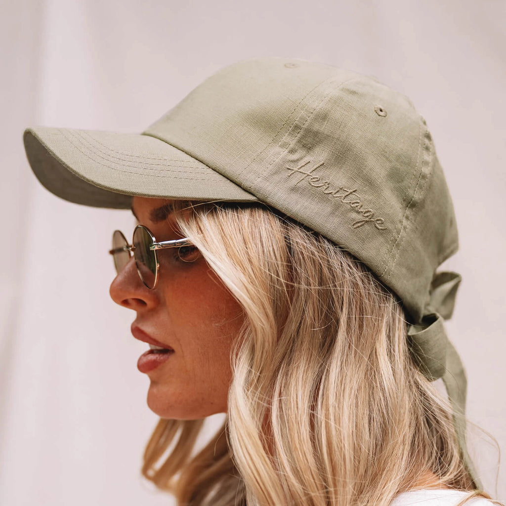 Bedhead Hats Silk lined Linen Bow Tie Cap - Sage