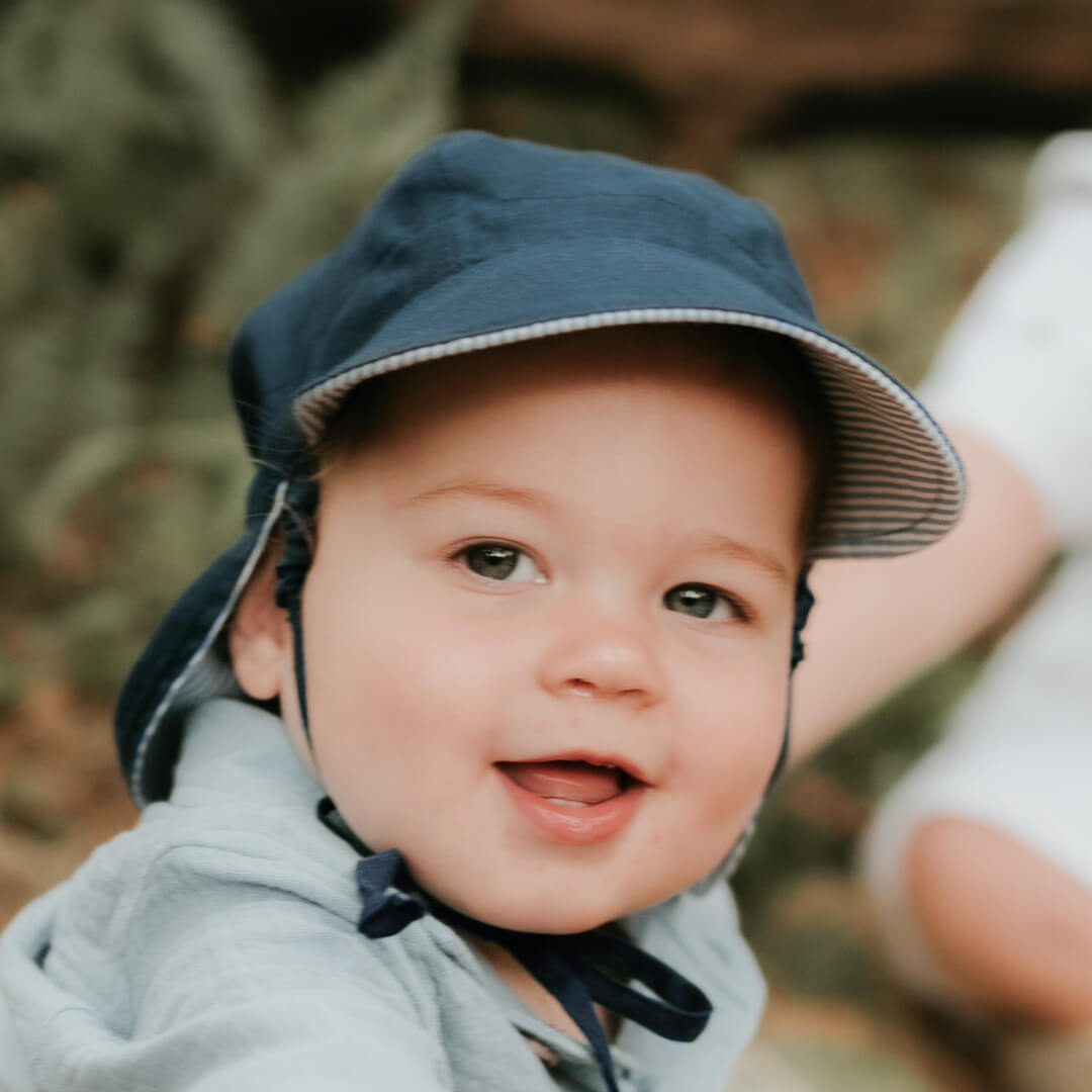 Bedhead 'Lounger' Flap Sun Hat - Charlie / Indigo