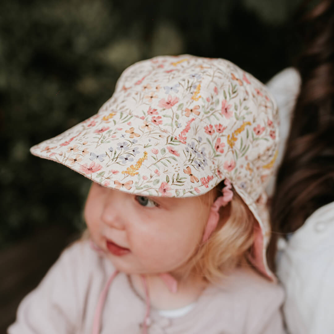 Bedhead 'Lounger' Flap Sun Hat - Paris/Rosa