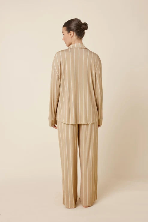 Gingerlilly Harlow Bamboo Striped PJ Set - Biscuit