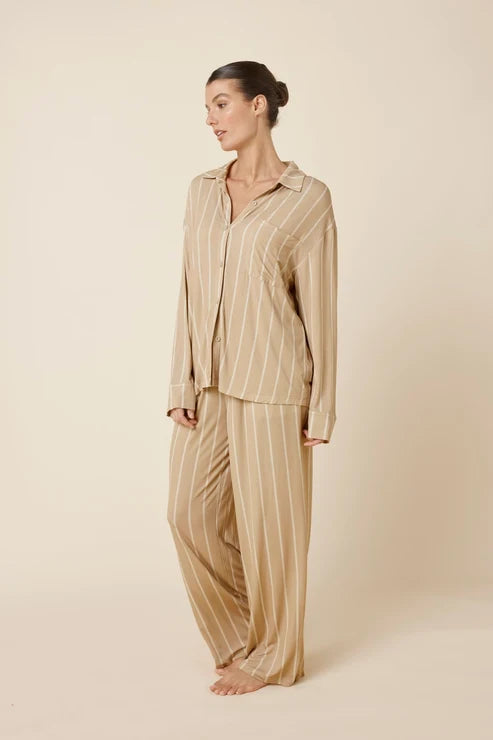 Gingerlilly Harlow Bamboo Striped PJ Set - Biscuit