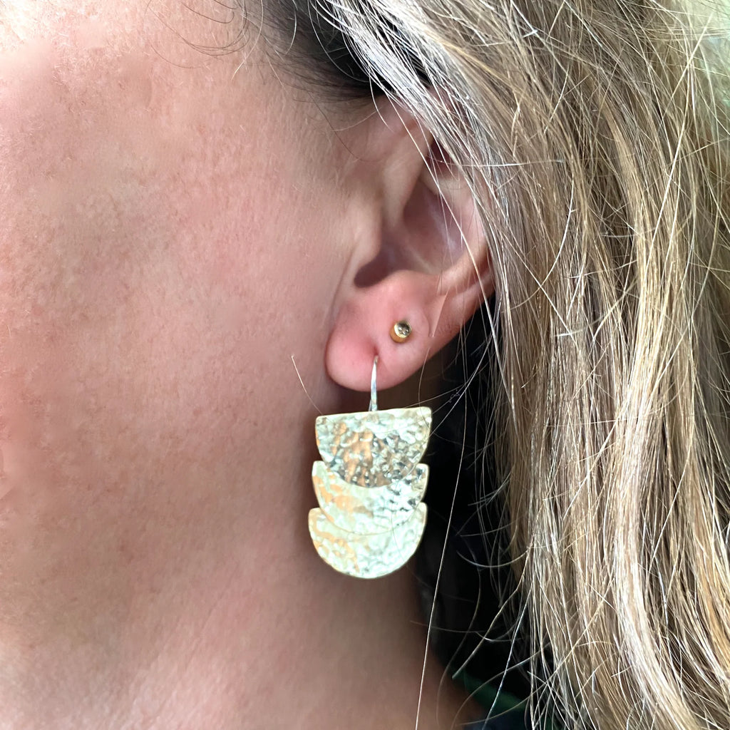 Three Moon Earrings - Oxidised Copper