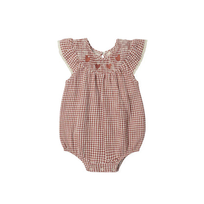 Quincy Mae Lenore Romper - Red Gingham