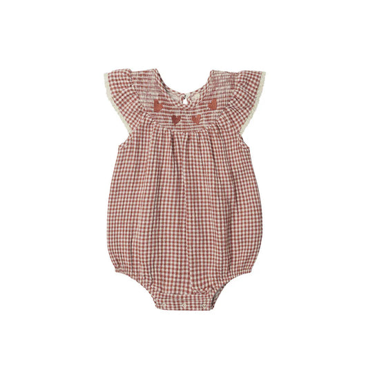 Quincy Mae Lenore Romper - Red Gingham