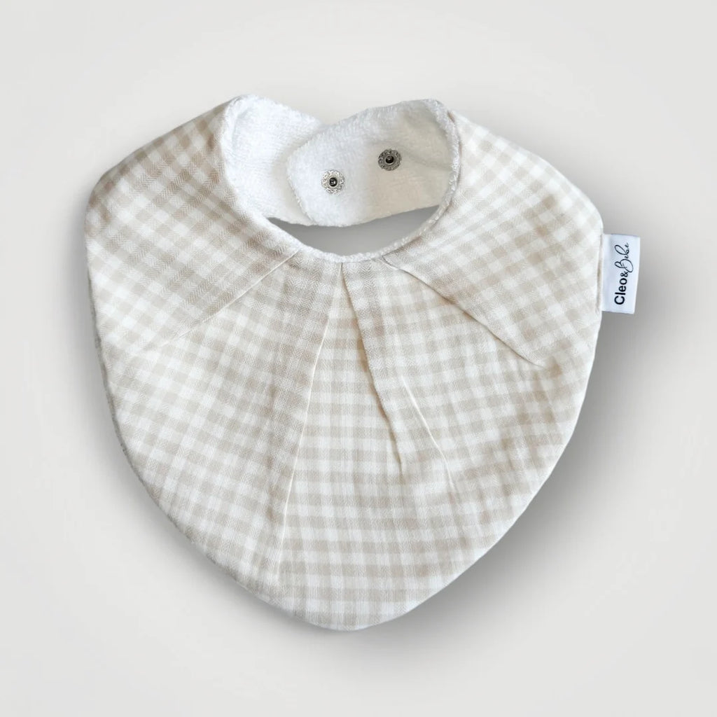 Cleo & Bebe Waterproof Bandana Bib - Almond Gingham