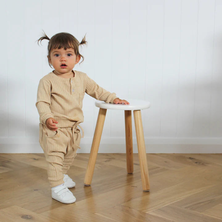 Crème Ribbed Top & Pants Set
