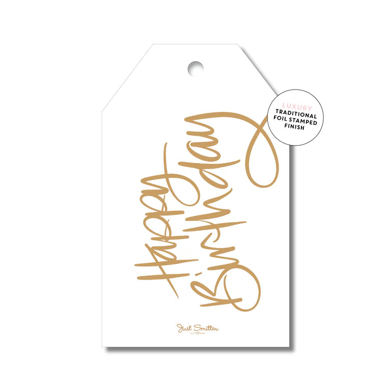 Gift Tag - Happy Birthday White