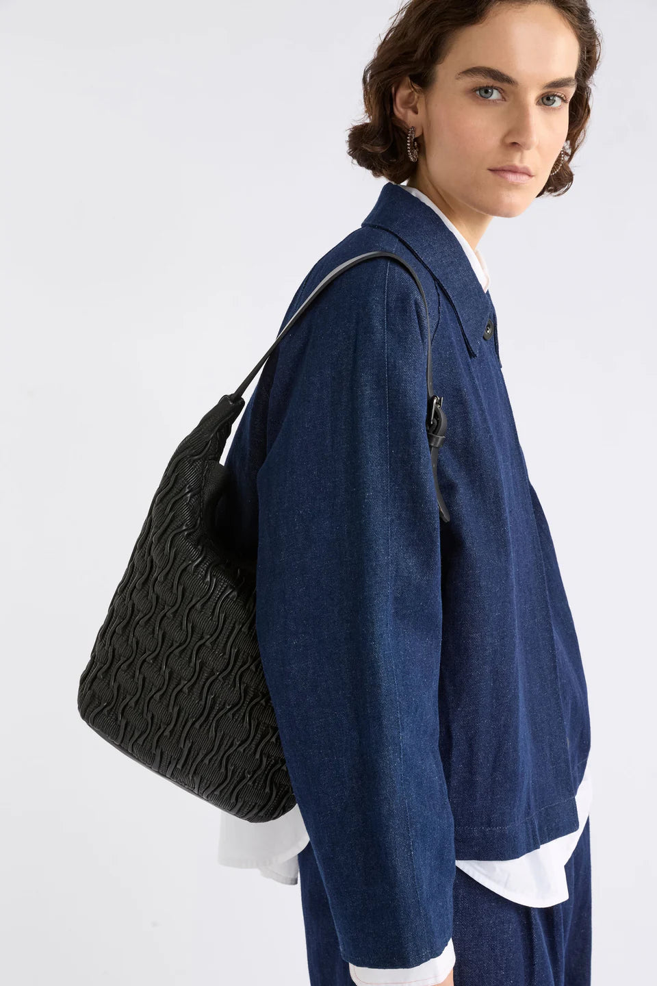 Elk Lumme Smocked Shoulder Bag | Black