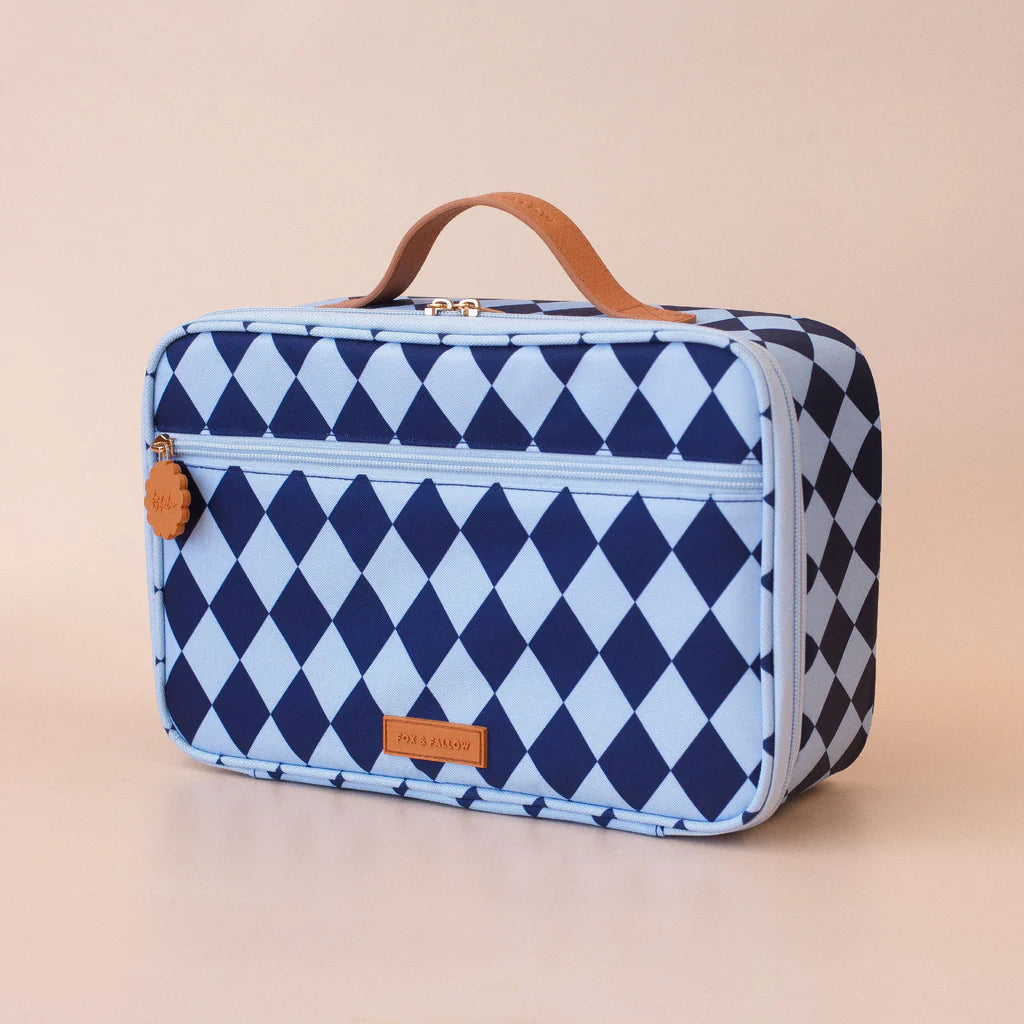 Fox & Fallow Navy Diamonds Lunchbag - Large