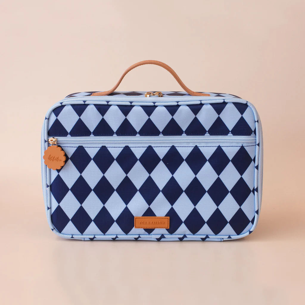 Fox & Fallow Navy Diamonds Lunchbag - Large