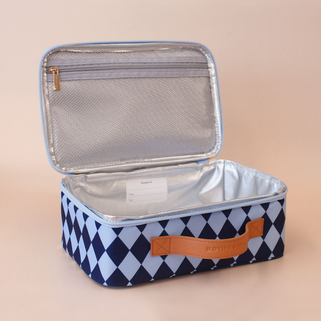 Fox & Fallow Navy Diamonds Lunchbag - Large