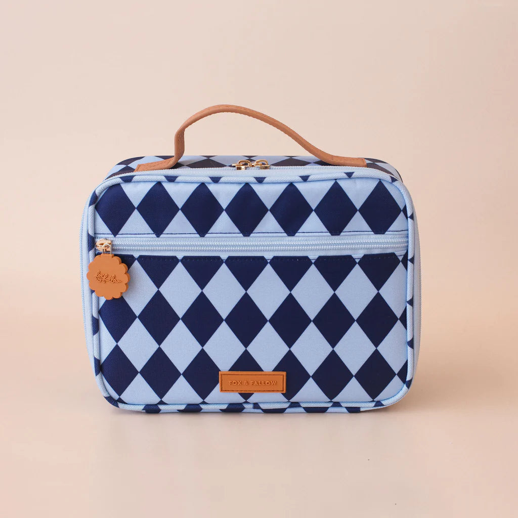 Fox & Fallow Navy Diamonds Lunch Bag- Mini