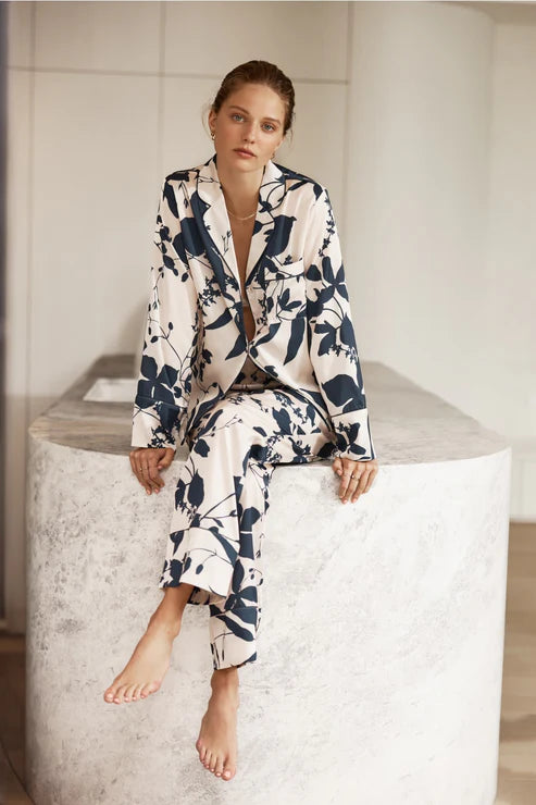Ivy Silky Satin PJ Set | Navy