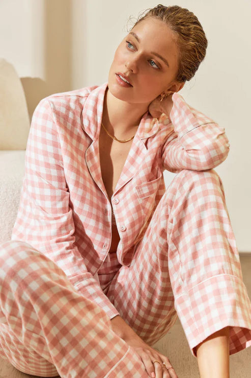 Juliette Gingham Cotton PJ | Pink