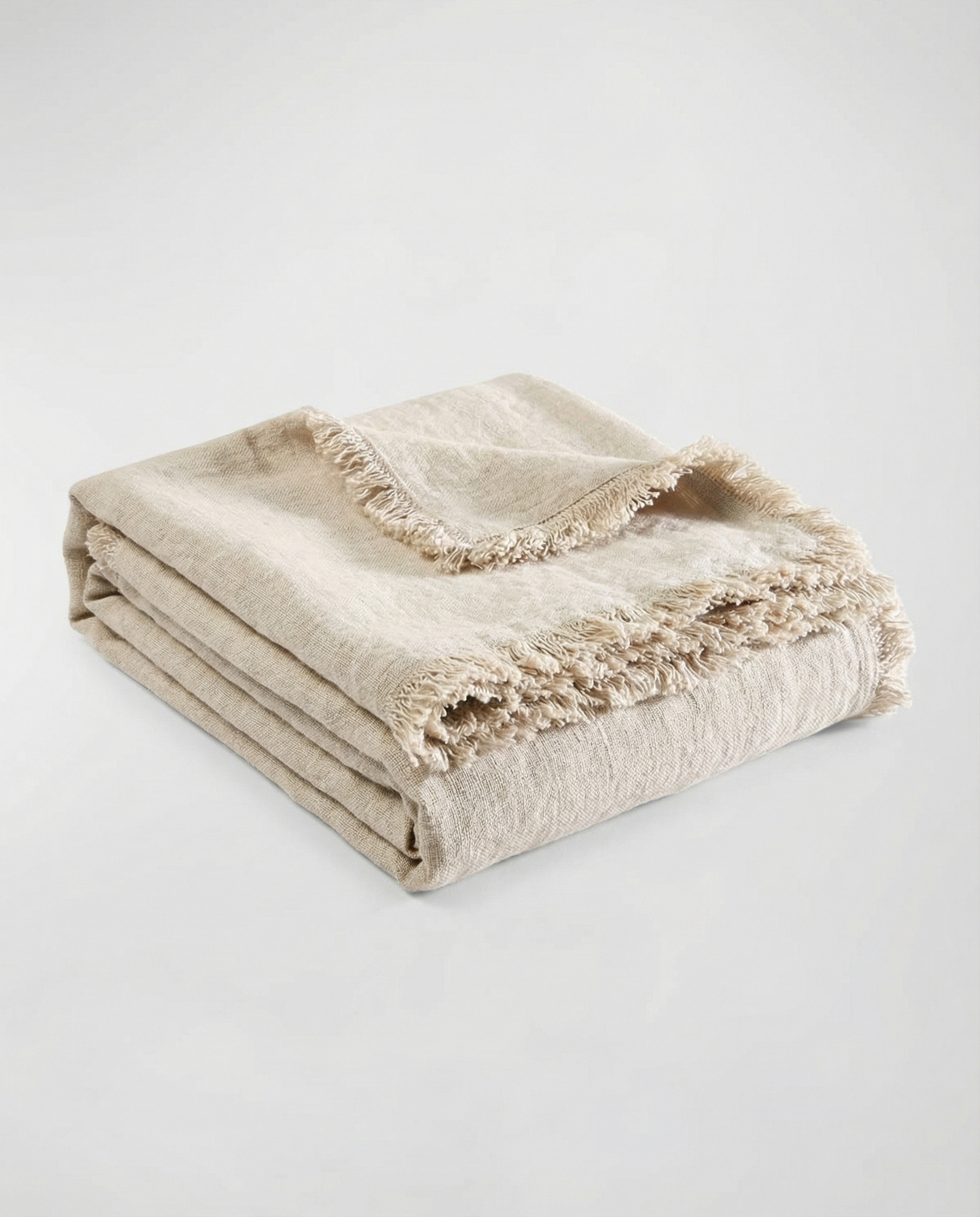 Luca Boho Linen Throw - Natural