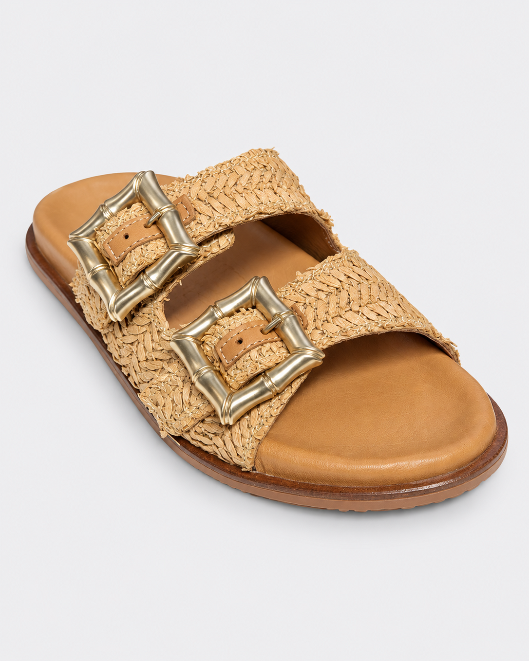 Luna Sole Ease Slide – Beige Raffia