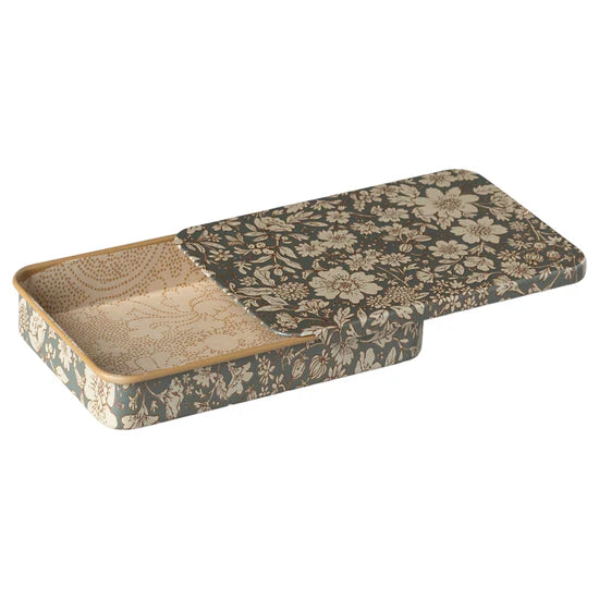 Maileg Metal Box Sliding Lid - Blossom Blue