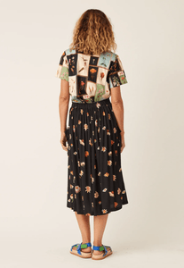 Adi Button Skirt- Paper Daisy Black