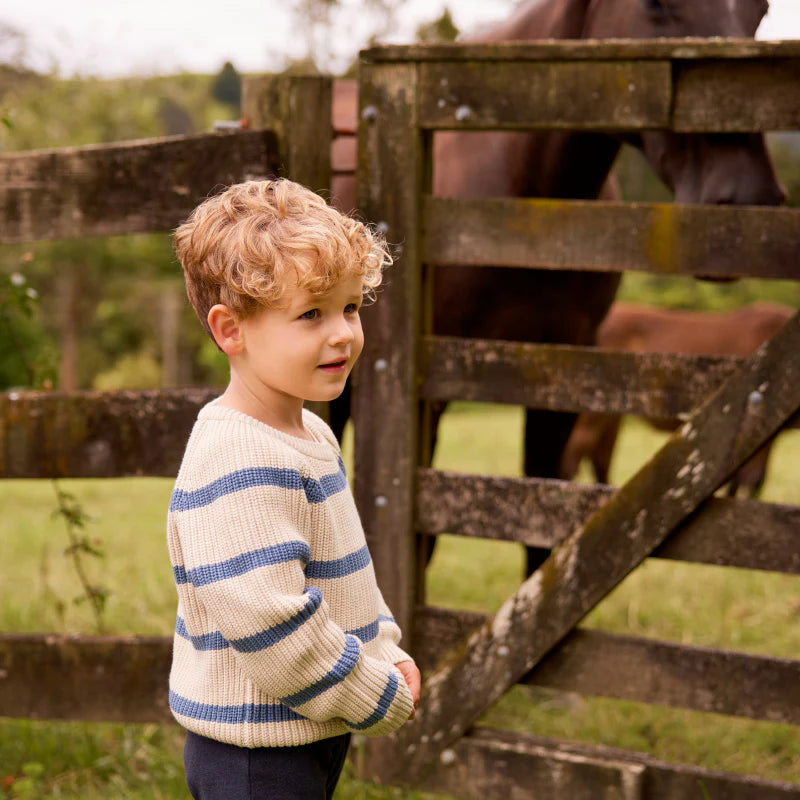 Nature Baby Billy Jumper | Oatmeal Marl/Blue