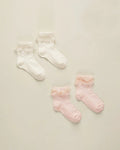 Noralee Ruffle Socks - Ivory, Blush