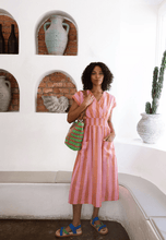Load image into Gallery viewer, Hana Wrap Dress- Pink Rust Stripe
