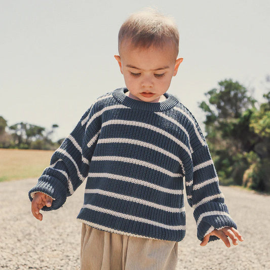 Kyndbaby Chunky Rib Knit Jumper - Navy Stripe