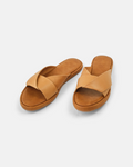 Walnut Lauren Leather Slide - Coconut Tan