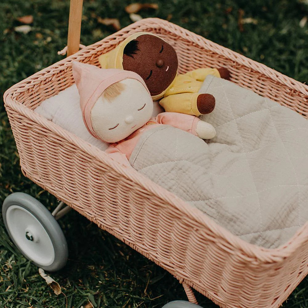 Dinkum Dolls Rattan Wonder Wagon - Rose