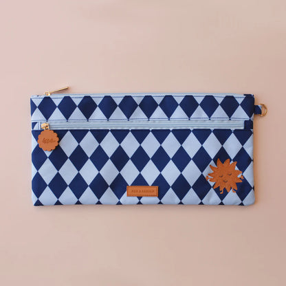 Fox & Fallow Navy Diamonds Pencil Case