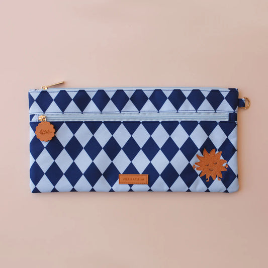 Fox & Fallow Navy Diamonds Pencil Case