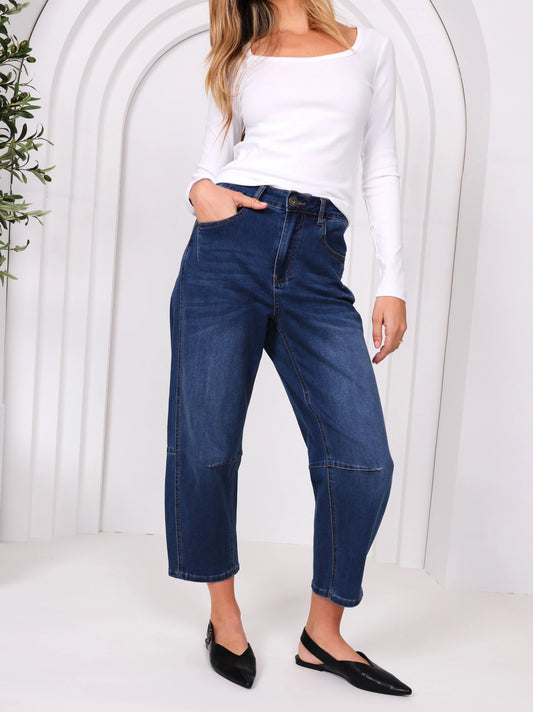Toni Barrel Jeans - Dark Denim