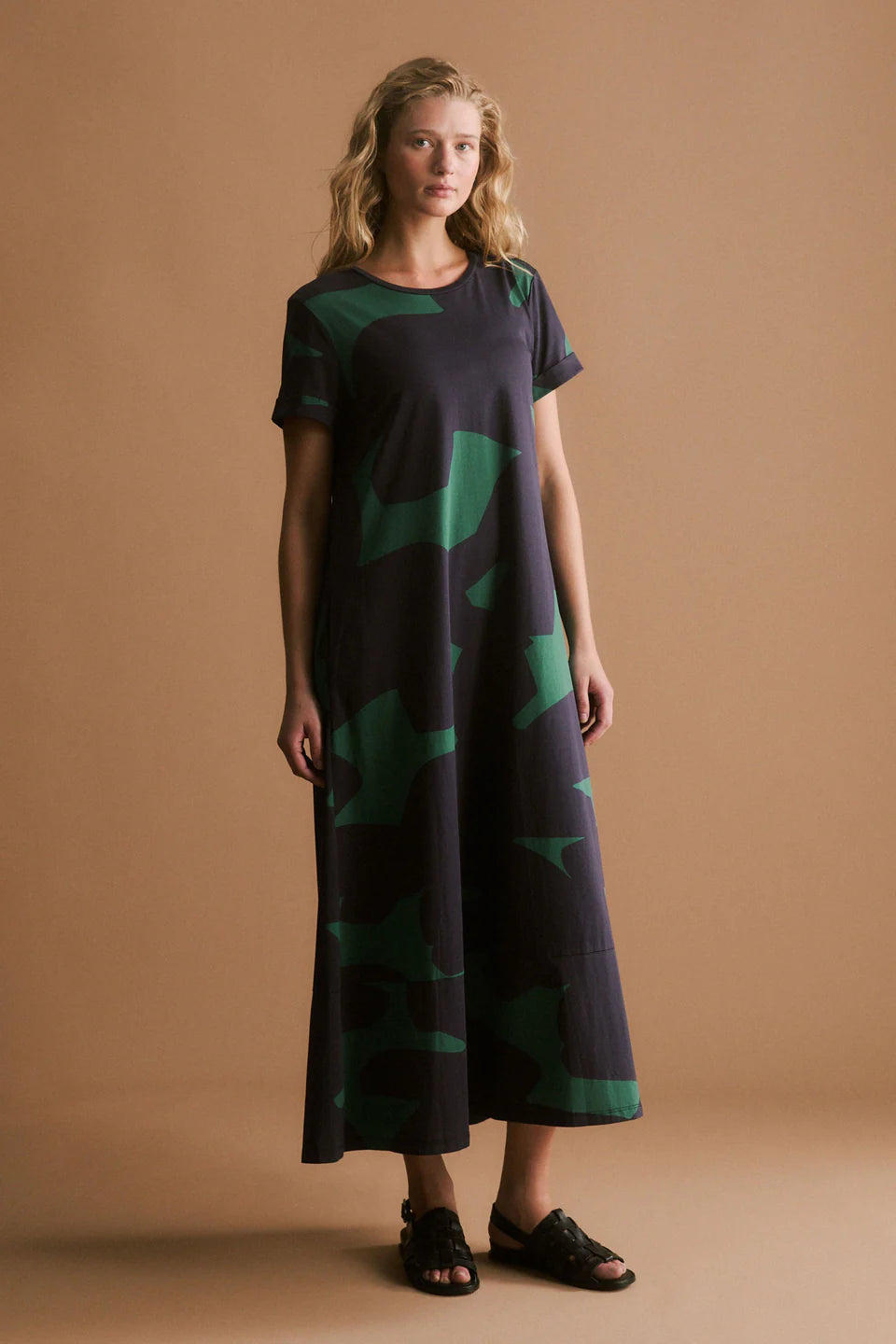 Elk Haki Dress - Teal Terra Print