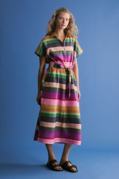 ELK Tilko Linen Shirt Dress - Lysbro Print