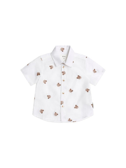 Huxbaby Shortsleeve Huxbear Button Up Crisp White