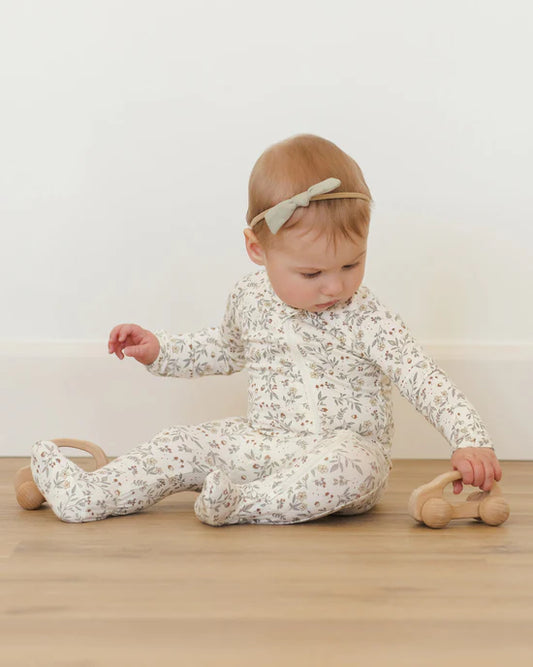 Quincy Mae Bamboo Zip Footie - Woodland