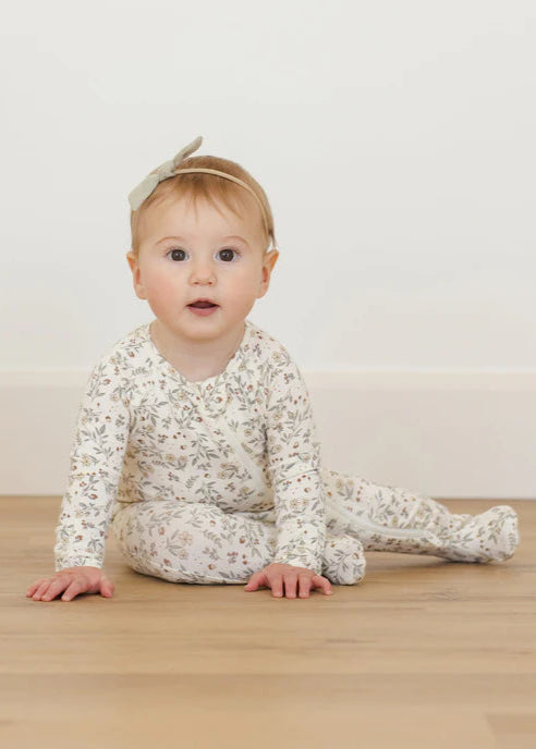 Quincy Mae Bamboo Zip Footie - Woodland