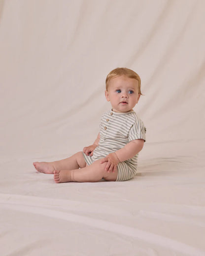 Short Sleeve One-Piece | Sage Stripe