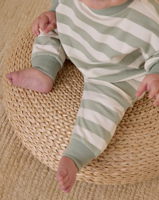 Quincy Mae Relaxed Sweatpant - Sage Stripe
