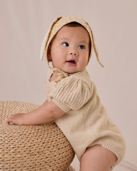 Quincy Mae Pointelle Knit Romper - Natural