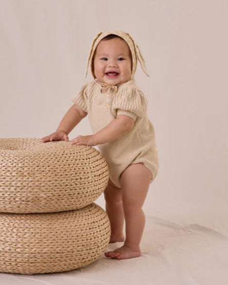 Pointelle Knit Romper | Natural