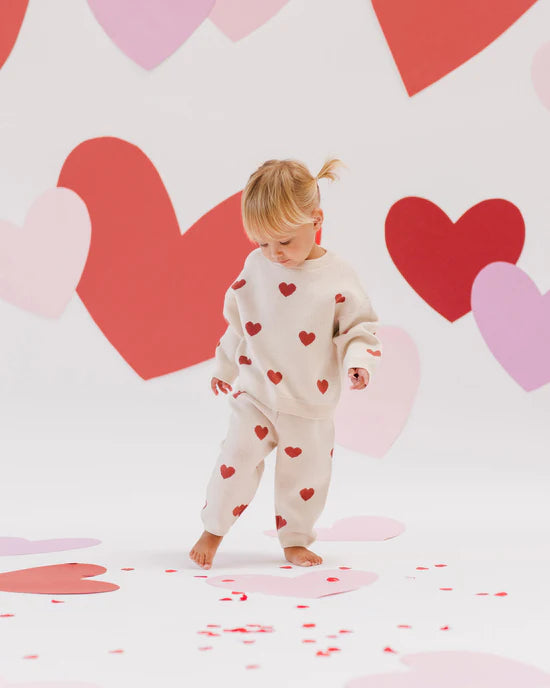 Quincy Mae Heart Knit Pants - Natural