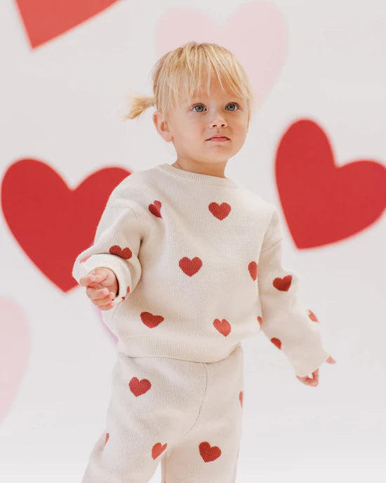 Quincy Mae Heart Knit Pants - Natural