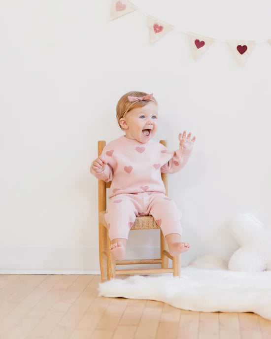 Quincy Mae Heart Knit Pants - Bubblegum